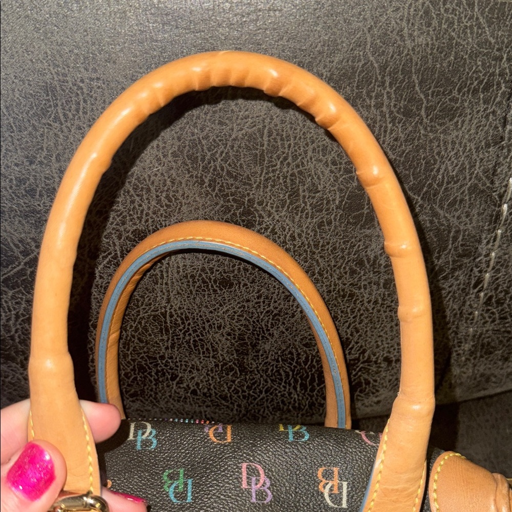Dooney & Bourke Multicolor Rainbow Monogram Satchel Handbag Purse Handle Scarves - Picture 8 of 13